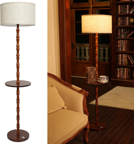 Vintage wooden floor lamp - floor,