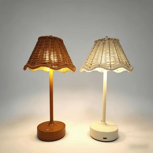 Led vintage rattan table lamp - led,
