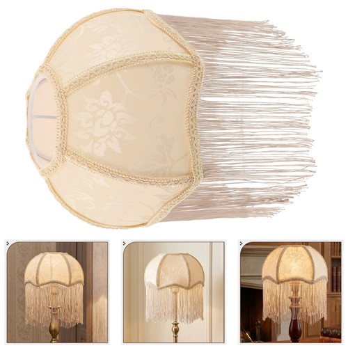 Vintage beige fabric lampshade - beige,