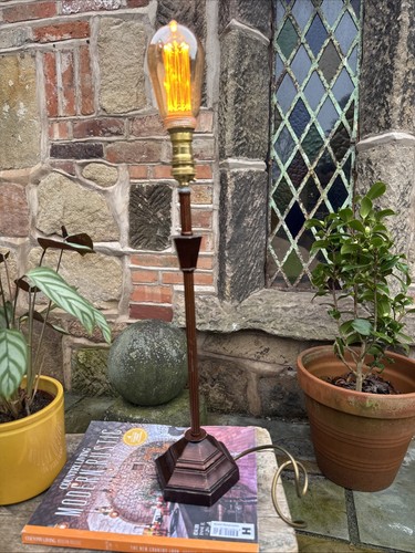 Vintage table lamp resin wood - resin?,
