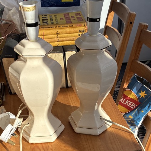 Pair cream base lamps - pair,