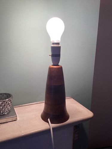 Vintage wooden stacked lamp - vintage,