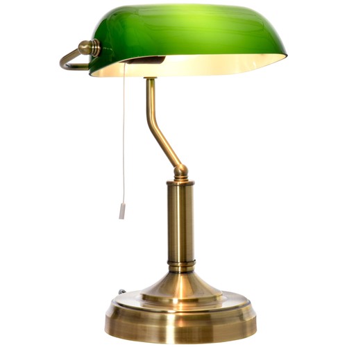 Banker table lamp with - lamp, glass