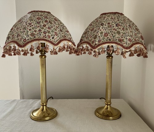 Pair vintage brass lamps - vintage,