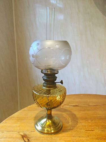 Vintage amber glass brass - vintage, &